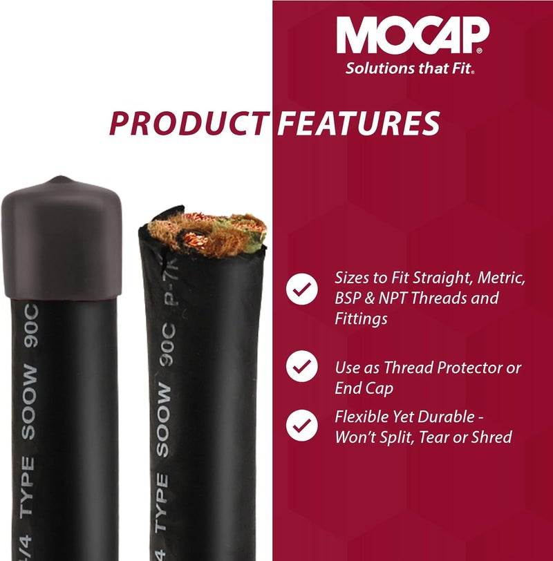 MOCAP Round Vinyl Plastic Caps – Small Cap Kit (1/16", 1/8", 3/16", 1/4", 5/16", 3/8") | Durable, Flexible Vinyl for Thread Protection, End Caps, & Surface Finishing - 10 Units Each Size - Image 4